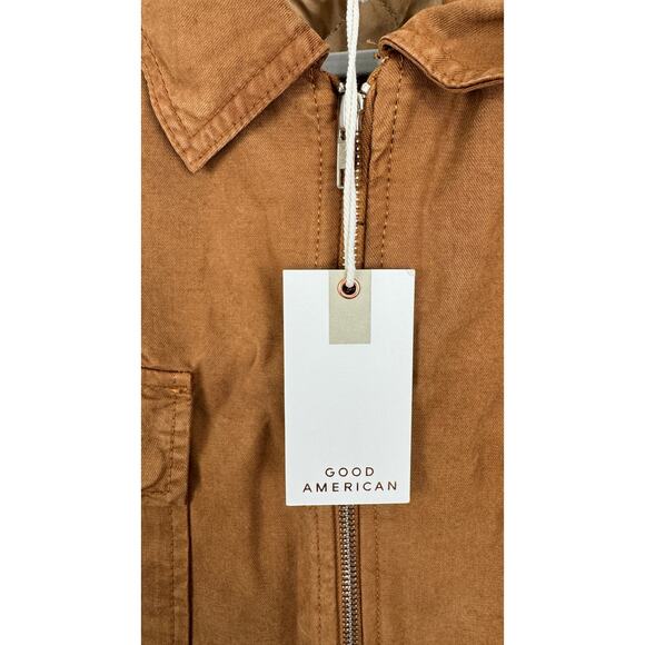 Good American Chore Dropped Shoulder Utility Jacket Rust Size 2 Medium Brown New - Picture 6 of 10